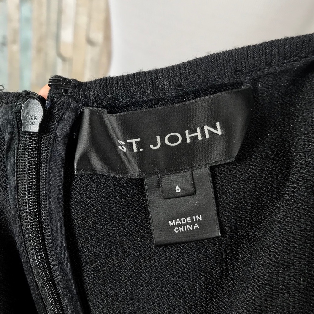 St John 6 Black Sequin Tulle Fit Flare Party Dress - Picture 7 of 8